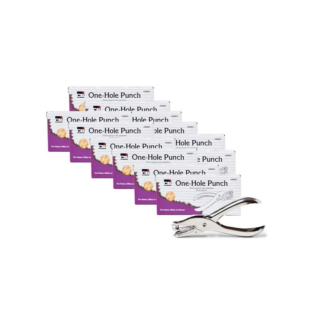 One-Hole Paper Punch with Metal Catcher, Pack of 12. Picture 2