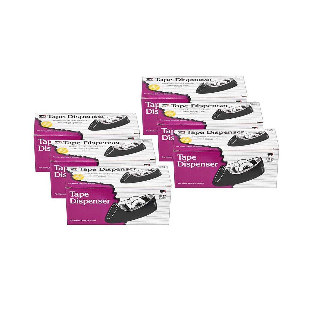 Desk Tape Dispenser, Black, Pack of 6. Picture 2