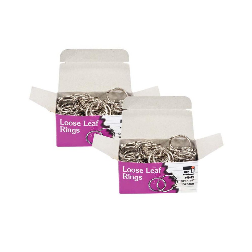 Loose Leaf Book Rings, 1-1/2" Diameter, 100 Per Box, 2 Boxes. Picture 2