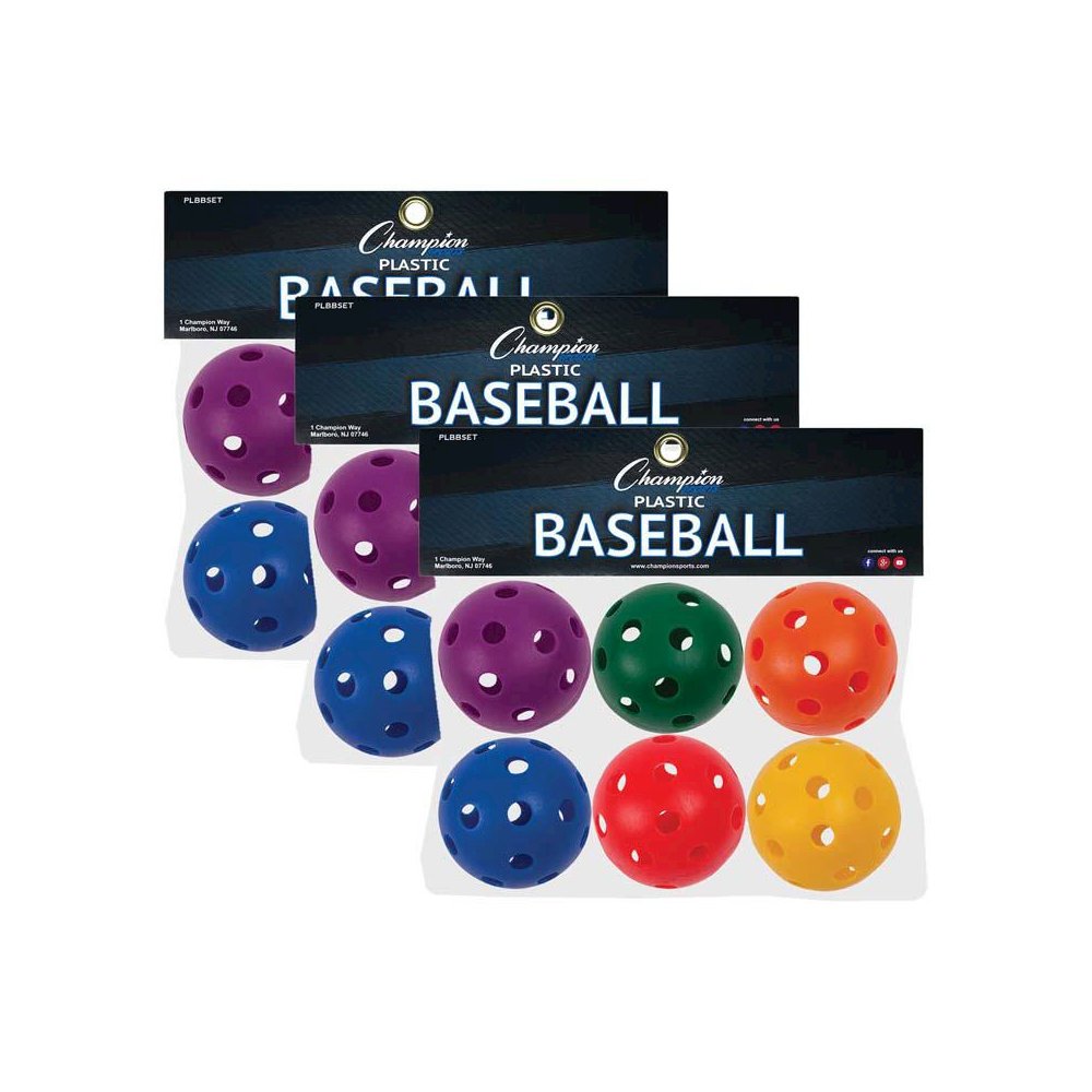 Plastic Baseballs, 6 Per Set, 3 Sets. Picture 2