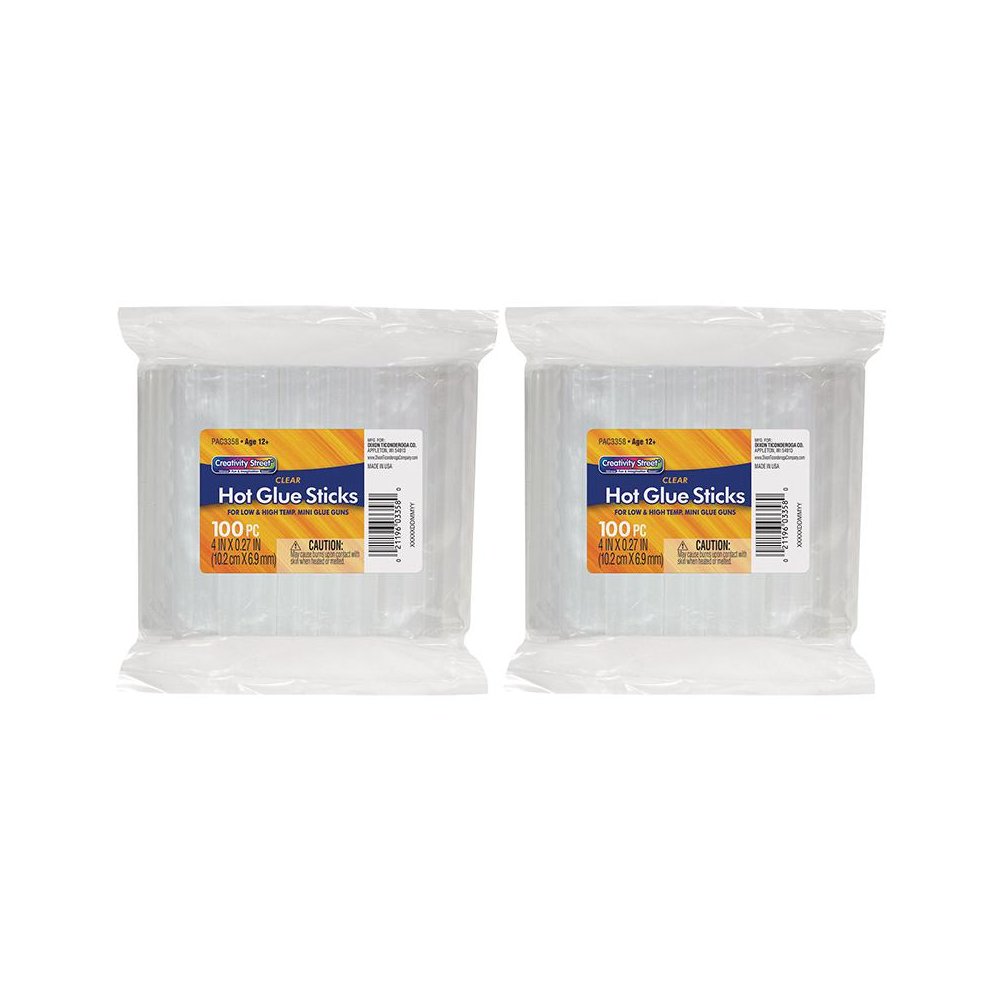Hot Glue Sticks Classroom Pack, Clear, 4" x 0.27", 100 Pieces Per Pack, 2 Packs. Picture 2