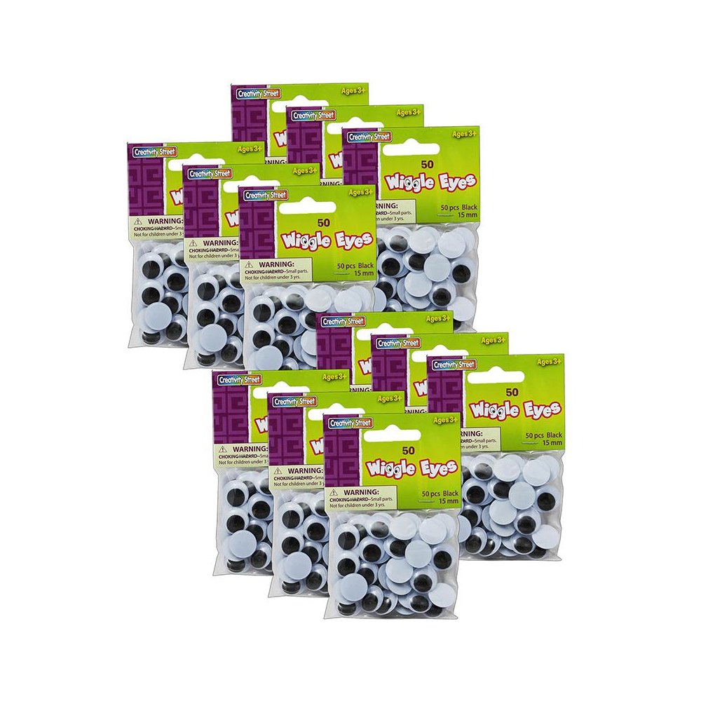 Wiggle Eyes, Black, 15 mm, 50 Per Pack, 12 Packs. Picture 2