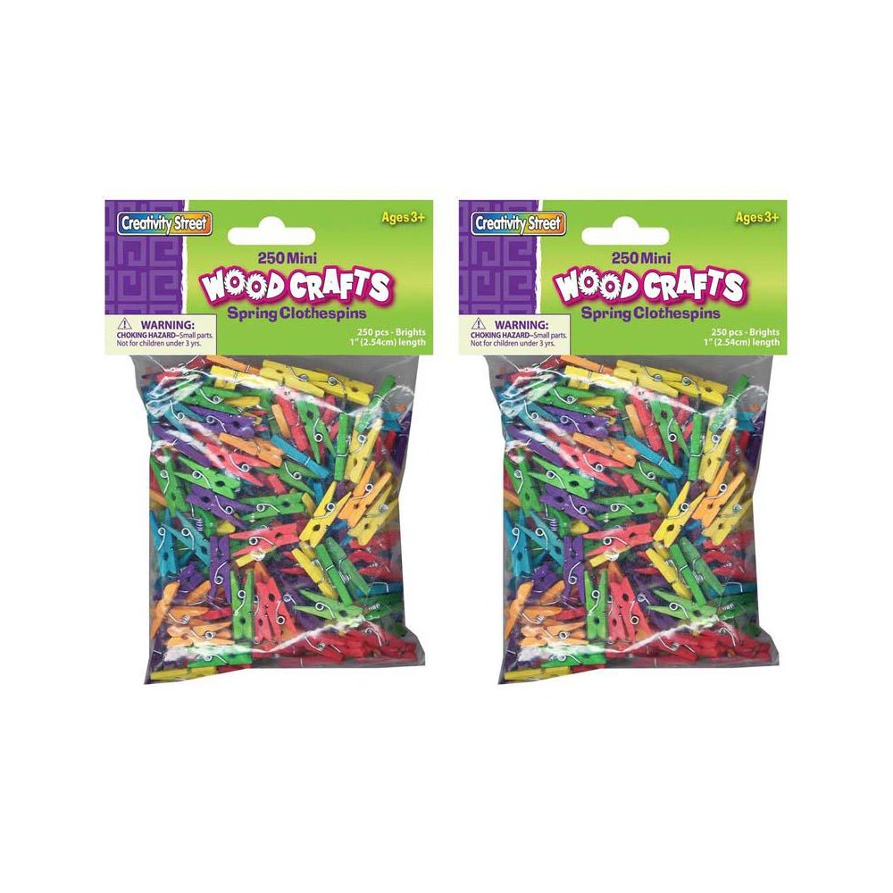 Mini Spring Clothespins, Bright Hues Assorted, 1", 250 Per Pack, 2 Packs. Picture 2