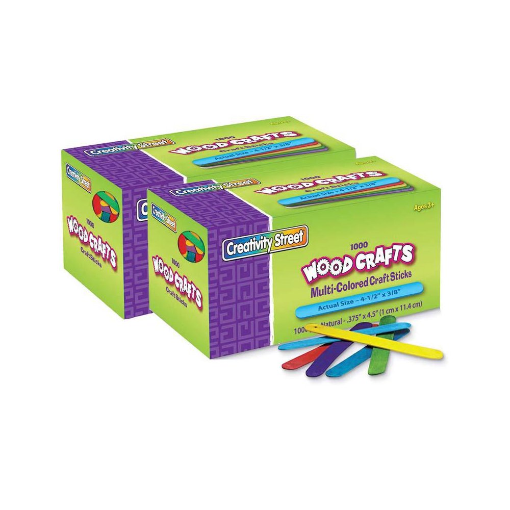Regular Craft Sticks, Bright Hues Assorted, 1000 Per Pack, 2 Packs. Picture 2