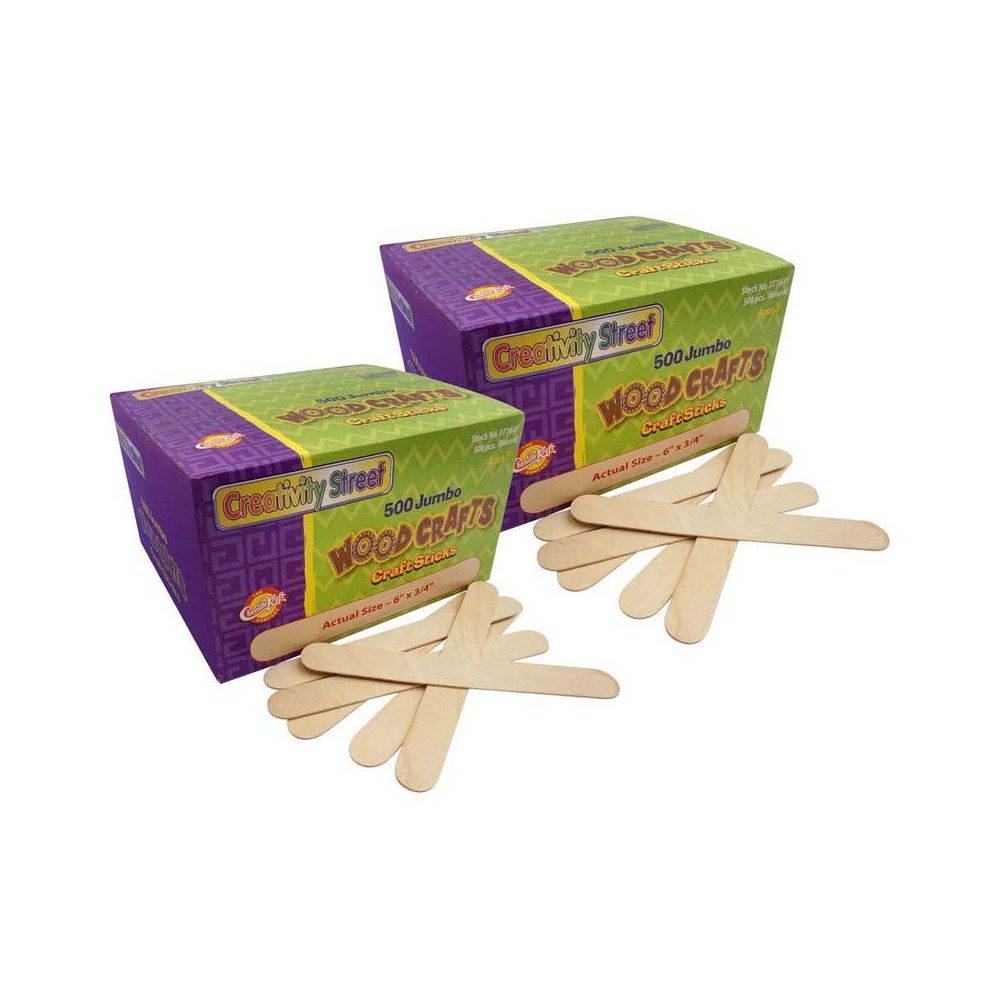 Jumbo Craft Sticks, Natural, 6" x 0.75", 500 Pieces Per Pack, 2 Packs. Picture 2
