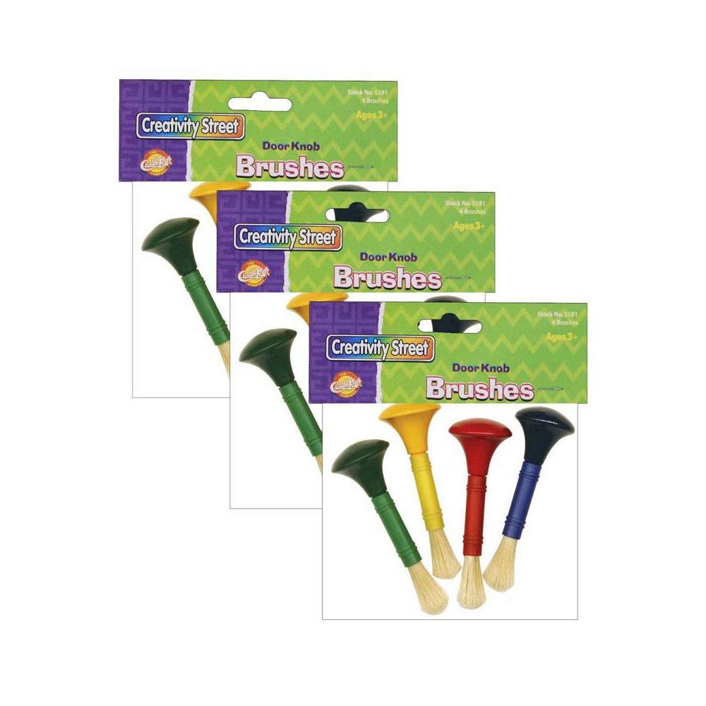 Beginner Paint Brushes, Door Knob Handles 4 5" Long, 4 Brushes Per Pack, 3 Packs. Picture 2