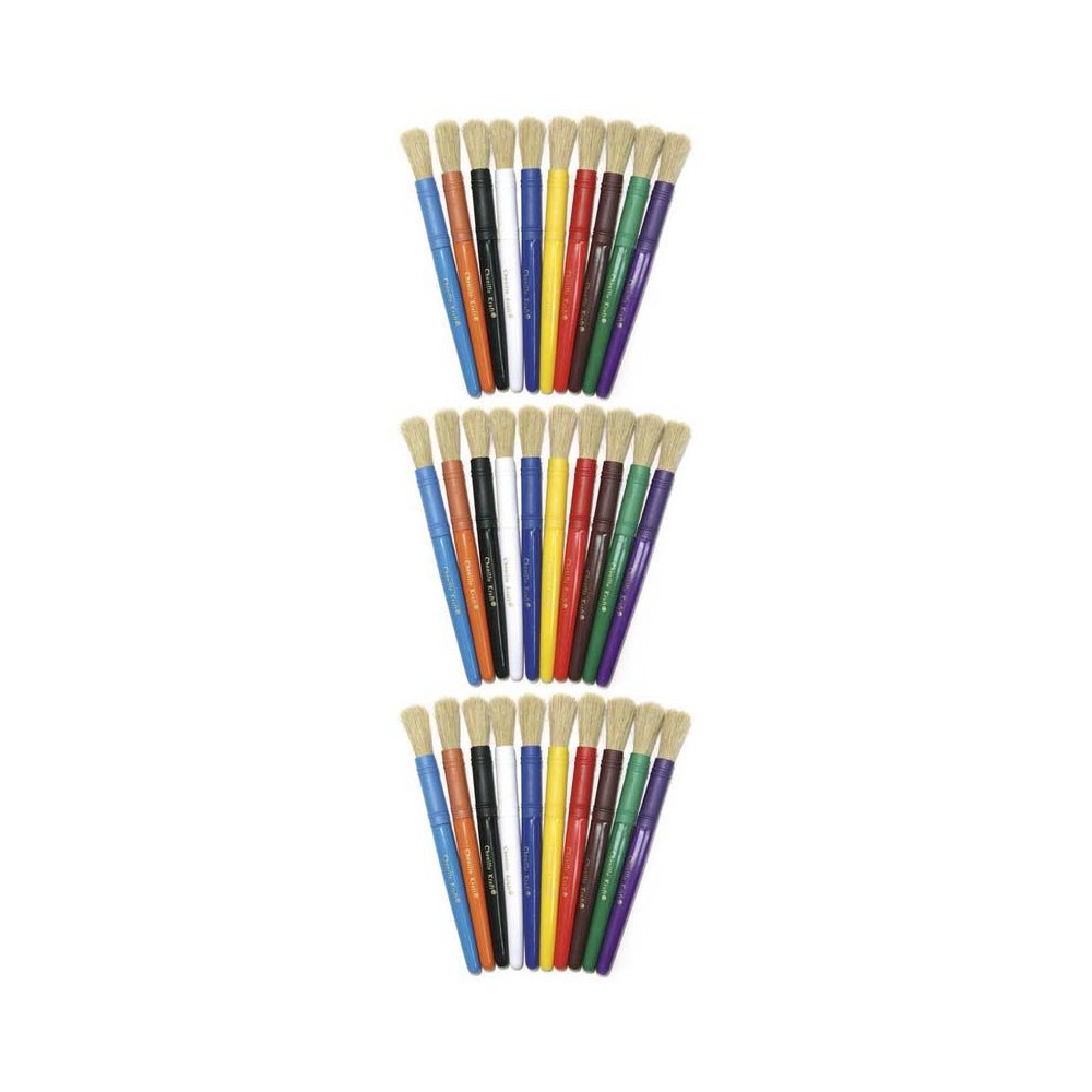 Beginner Paint Brushes, 10 Assorted Colors, 7" Long, 10 Per Pack, 3 Packs. Picture 2