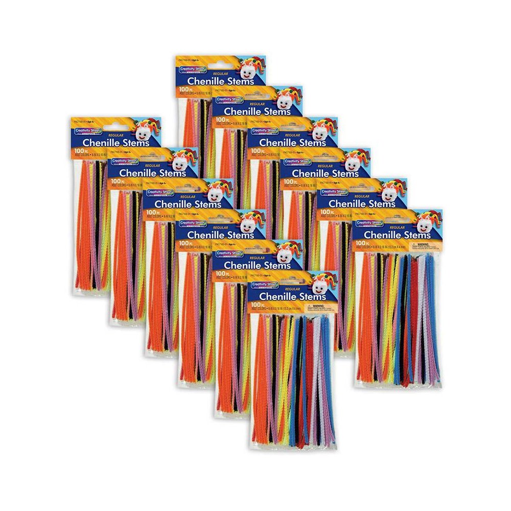 Regular Stems, Assorted Colors, 6" x 4 mm, 100 Count Per Pack, 12 Packs. Picture 2