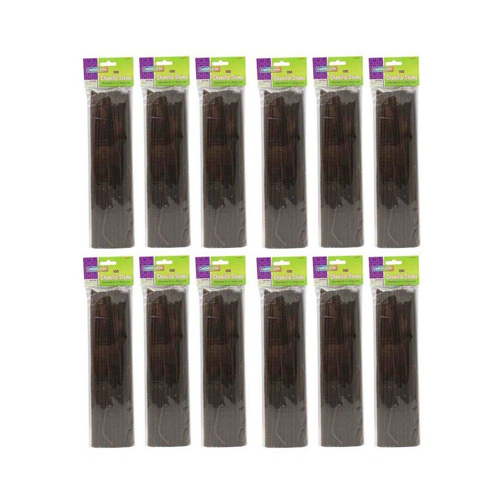 Regular Stems, Brown, 12" x 4 mm, 100 Per Pack, 12 Packs. Picture 2