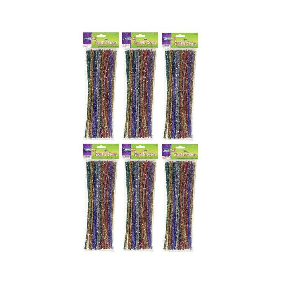 Jumbo Sparkle Stems, Assorted Colors, 12" x 6 mm, 100 Per Pack, 6 Packs. Picture 2