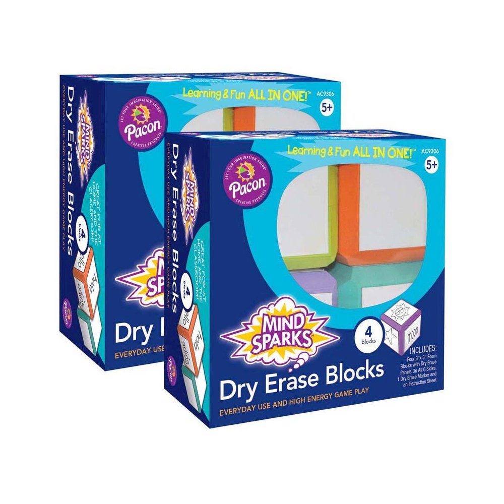 Dry Erase Blocks, Assorted Colors, 3" x 3", 4 Blocks Per Set, 2 Sets. Picture 2