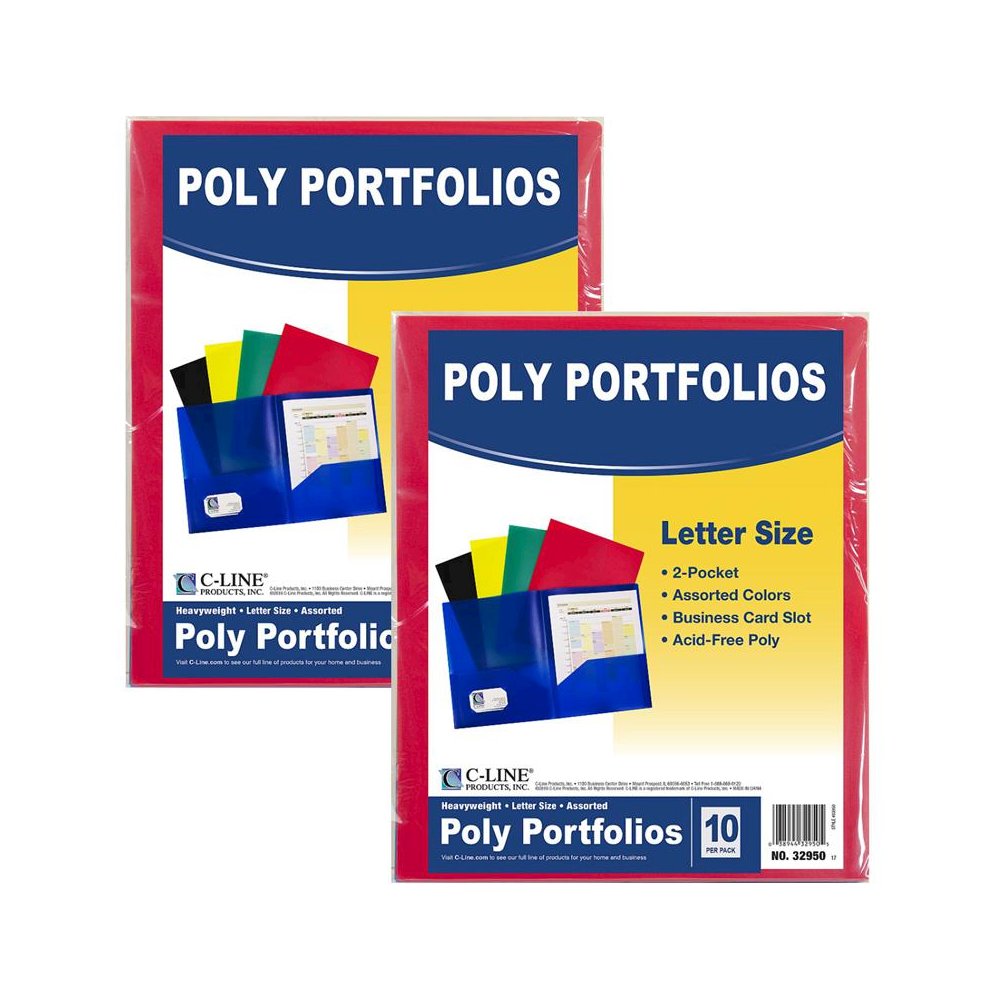 Two-Pocket Poly Portfolio Folder, Primary Colors, 10 Per Pack, 2 Packs. Picture 2