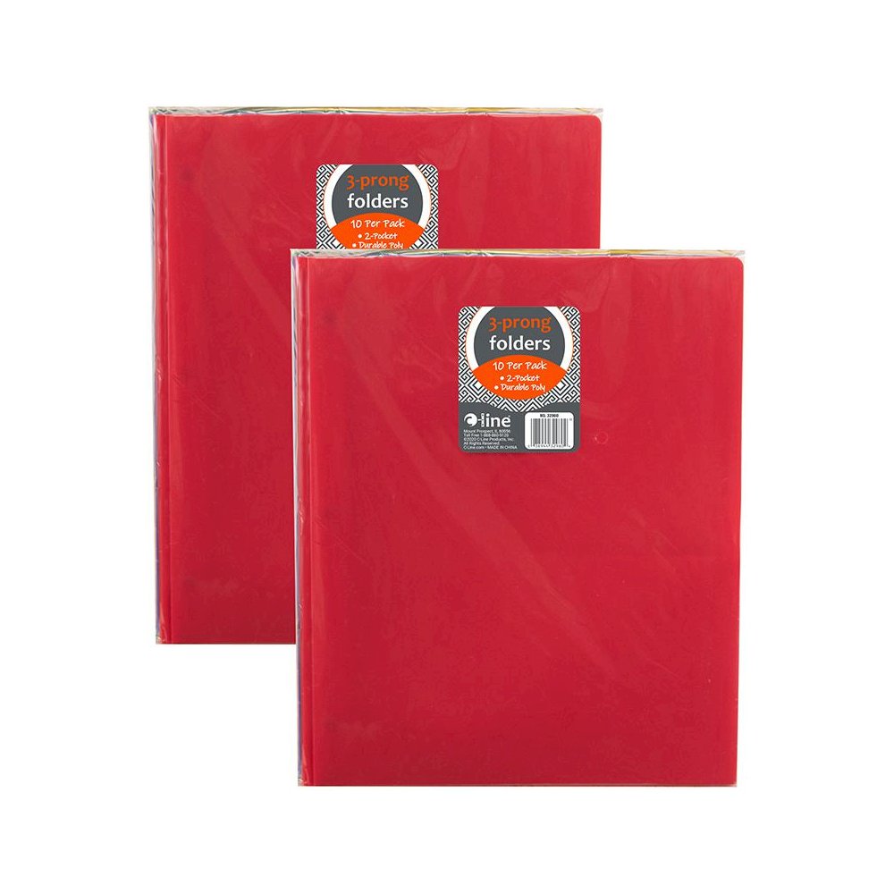 Two-Pocket Poly Portfolio Folder with Prongs, 10 Per Pack, 2 Packs. Picture 2