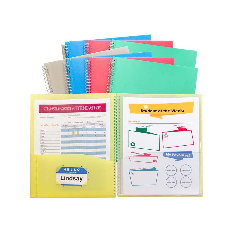8-Pocket Spiral-Bound Poly Portfolio, Pack of 6. Picture 2