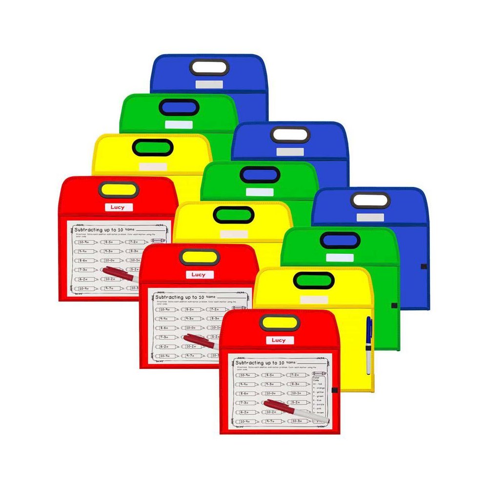 Portable Dry Erase Pockets - Study Aid, 10 x 13, Pack of 3. Picture 2