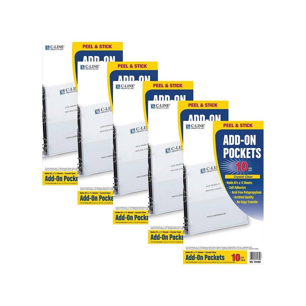 Add-On Filing Pocket, 8-3/4" x 5-1/8", 10 Per Pack, 5 Packs. Picture 2