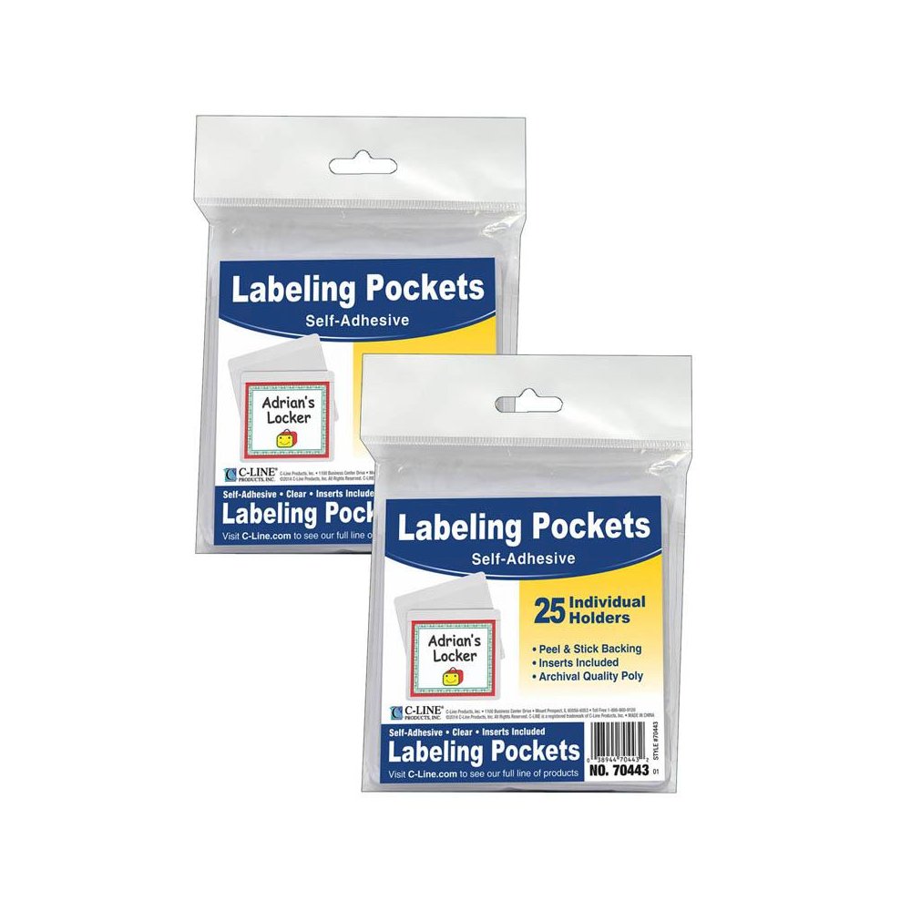 Self Adhesive Labeling Pockets with Inserts, 25 Per Pack, 2 Packs. Picture 2