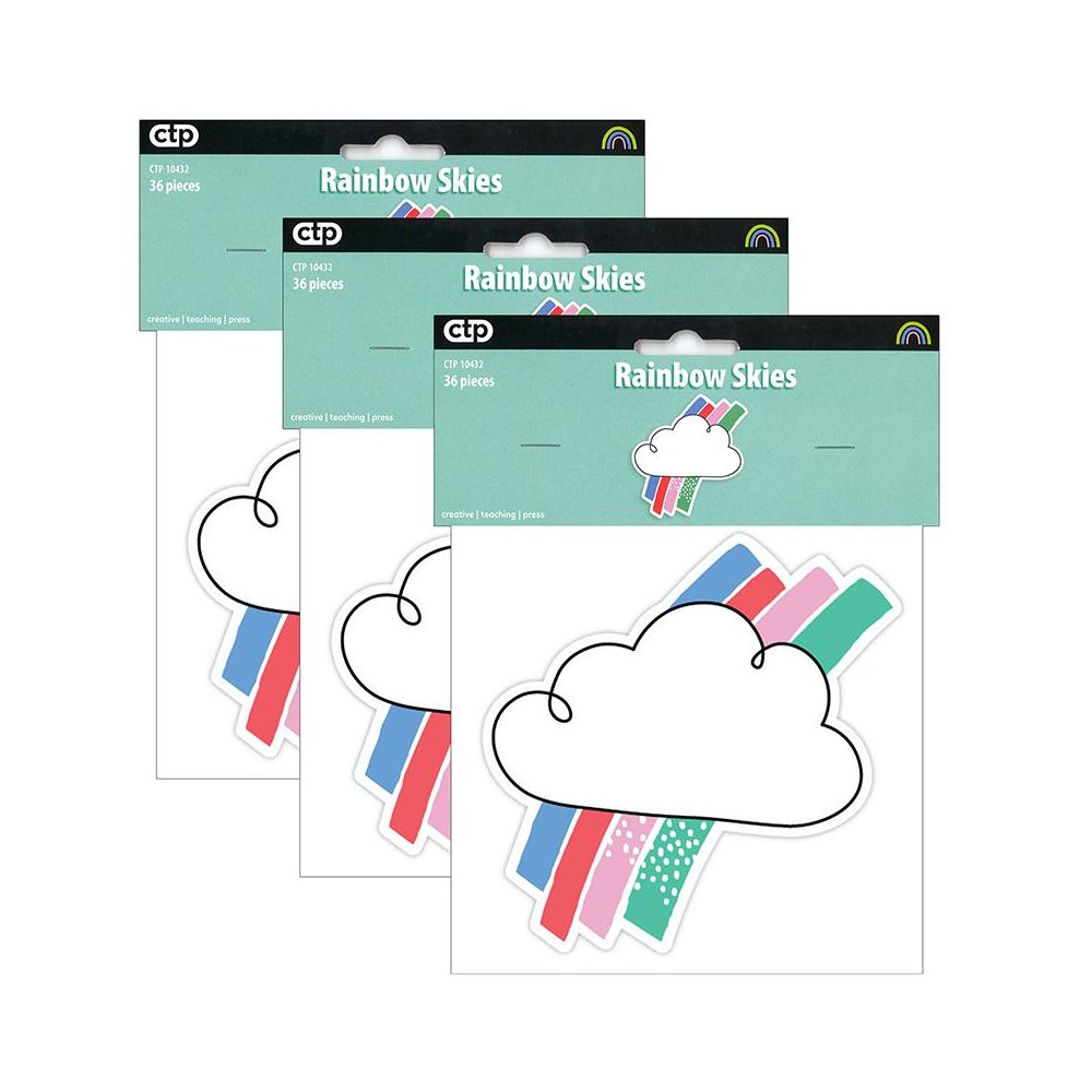 Rainbow Skies 6" Designer Cut-Outs, 36 Per Pack, 3 Packs. Picture 2