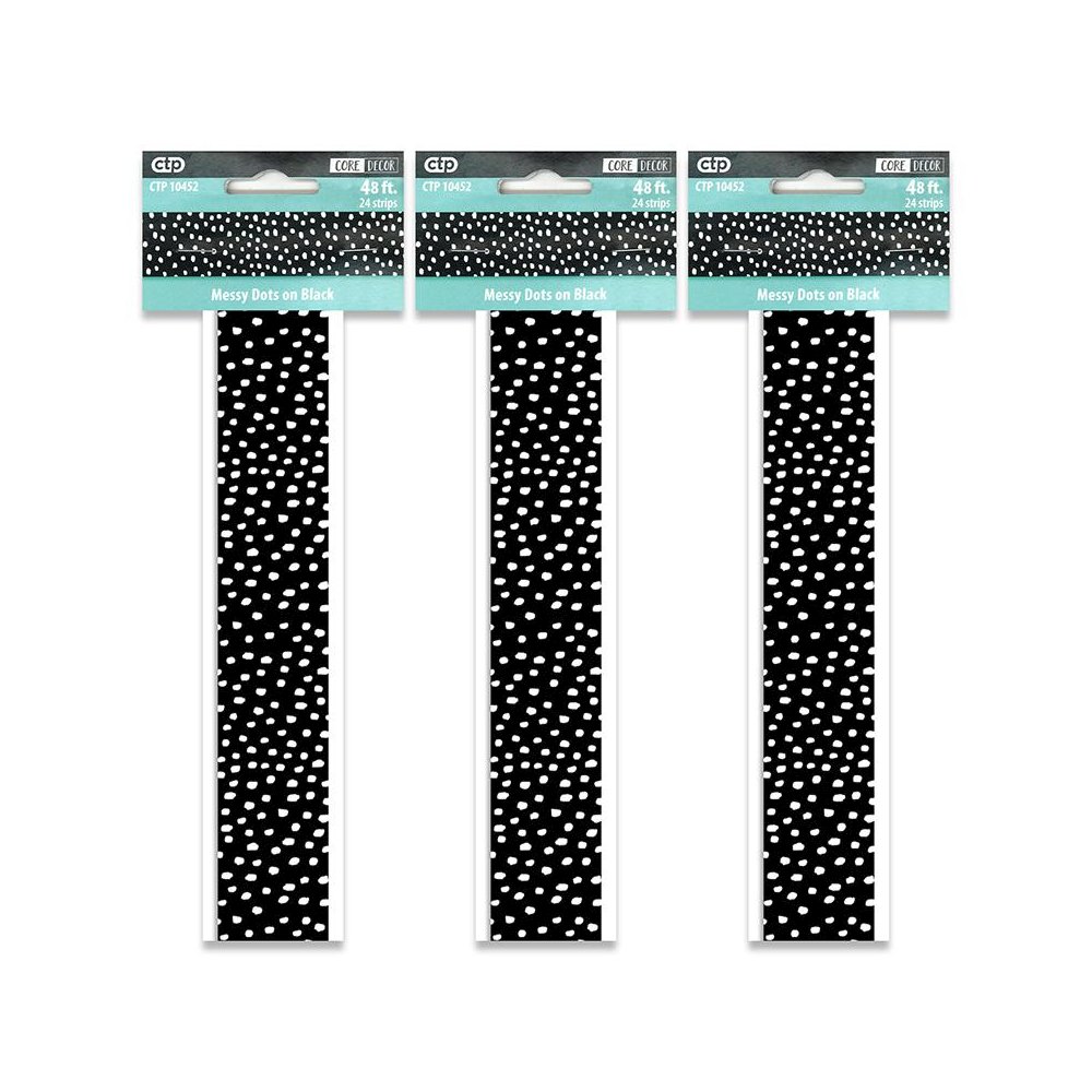 Messy Dots on Black EZ Border, 48 Feet Per Pack, 3 Packs. Picture 2