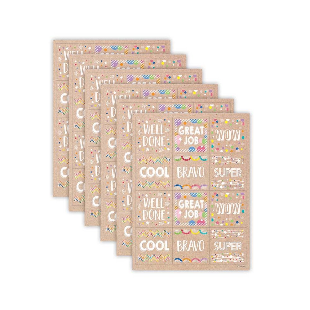 Krafty Pop Colorful Kraft Reward Stickers, 60 Per Pack, 6 Packs. Picture 2