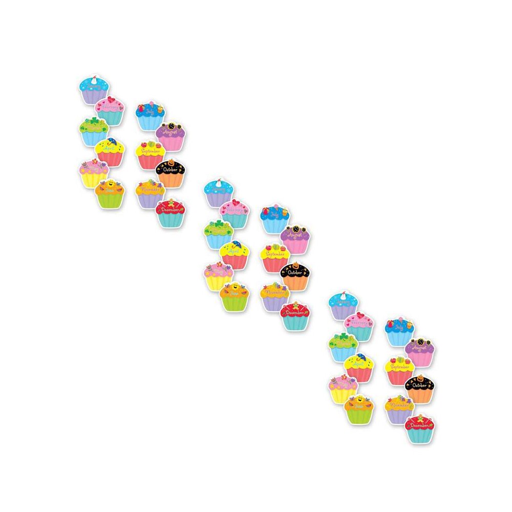 Month Cupcakes 6" Designer Cut-Outs, 36 Per Pack, 3 Packs. Picture 2