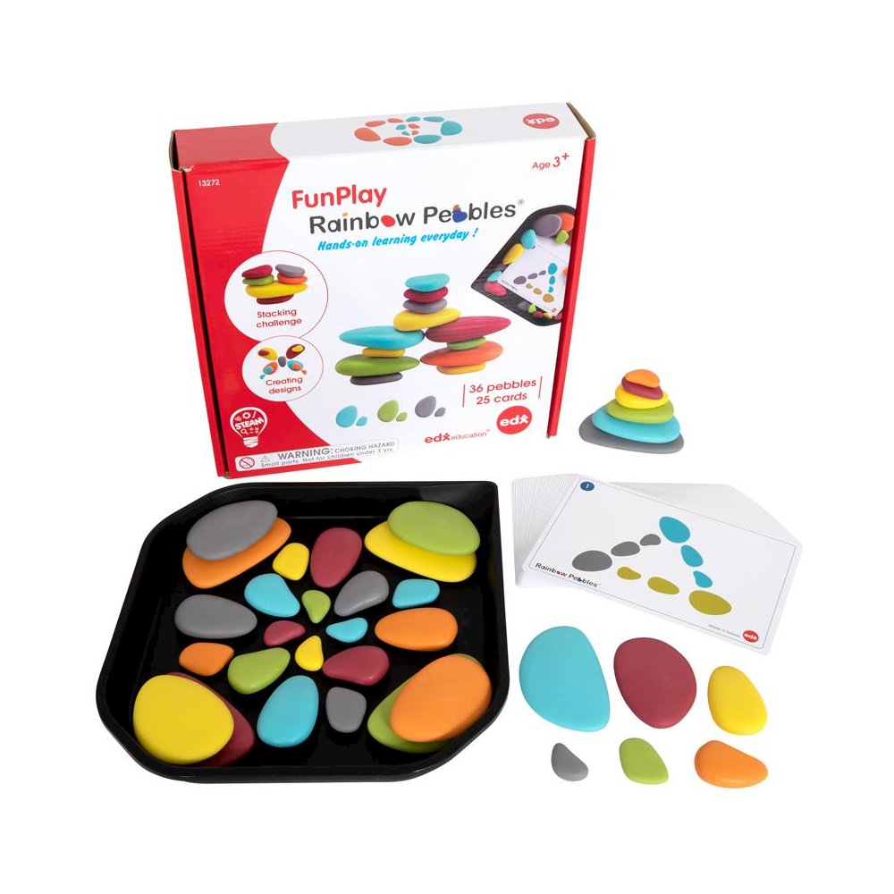 Rainbow Pebbles - FunPlay Activity Set - Set of 36 + 50 Activities + Messy Tray. Picture 2