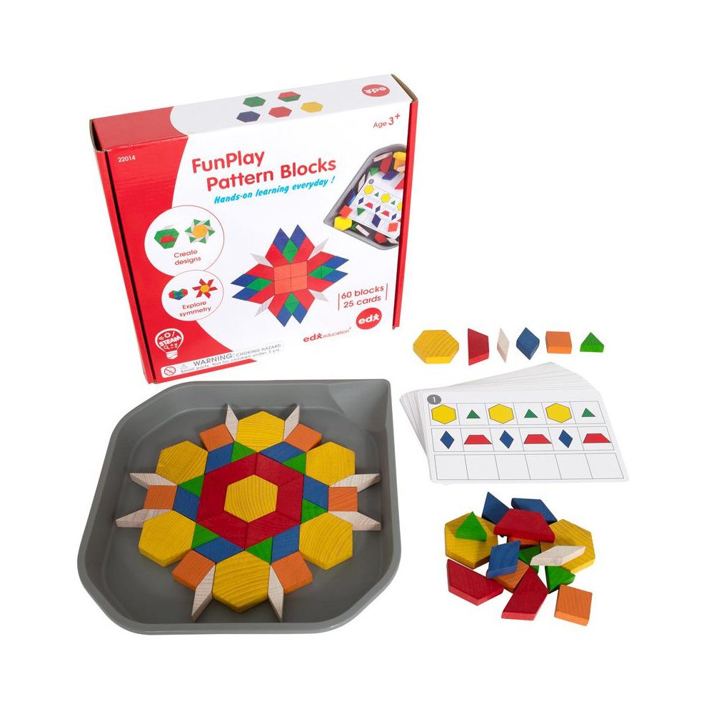 FunPlay Pattern Blocks - Set of 60 Wooden Math Manipulatives. Picture 2