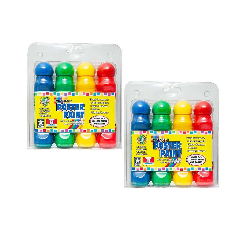 Washable Poster Paint Markers, Assorted Colors, 4 Per Pack, 2 Packs. Picture 2