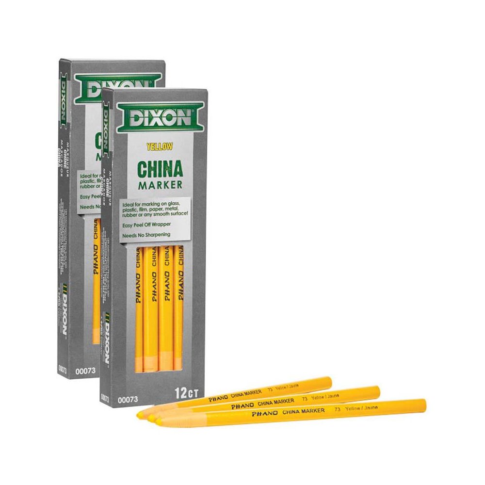 Phano China Markers, Yellow, 12 Per Pack, 2 Packs. Picture 2