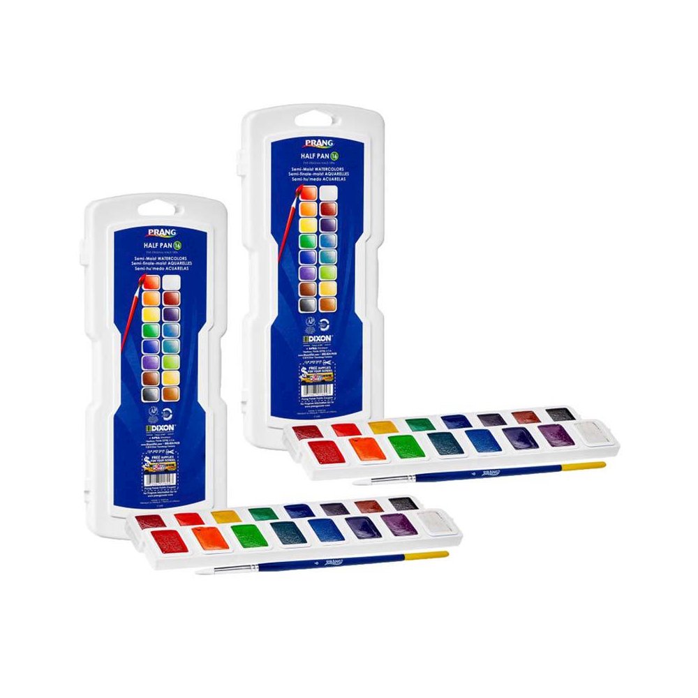 Half Pan Watercolors, 16-Color Set with Brush, 2 Sets. Picture 2
