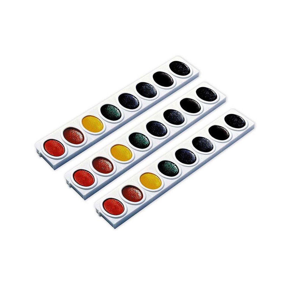 Watercolors, Oval Pan Refill Tray, 8 Colors, 3 Refills Per Pack, 3 Packs. Picture 2