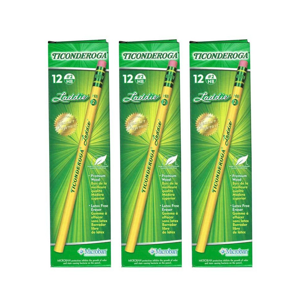 Laddie Intermediate Pencils with Eraser, 12 Per Pack, 3 Packs. Picture 2