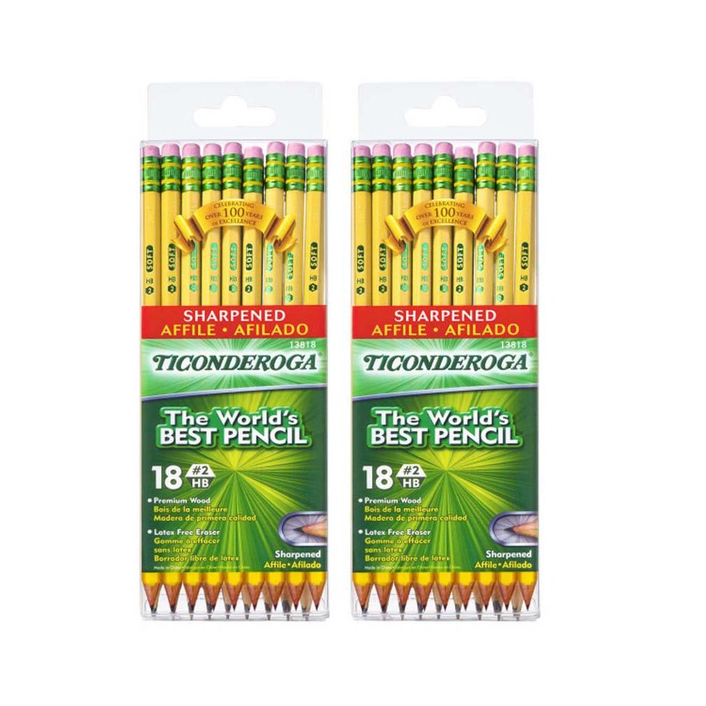 Pencils, #2 Soft, Yellow, Presharpened, 18 Per Pack, 2 Packs. Picture 2