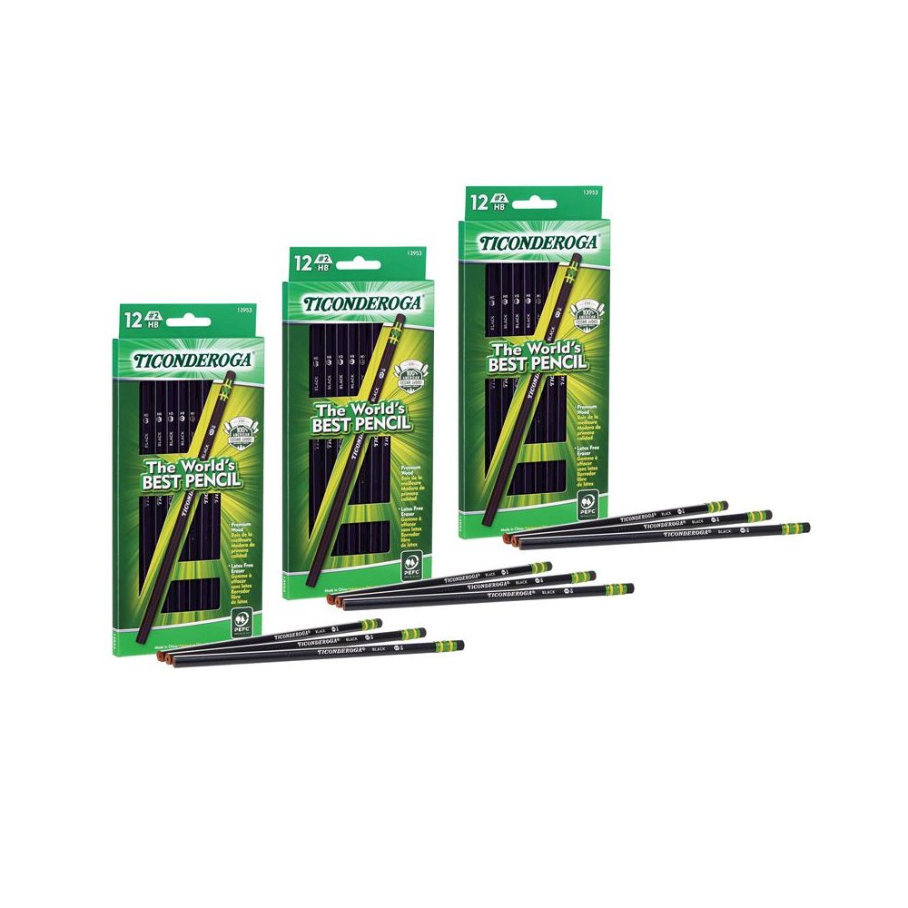 Wood-Cased Pencils, Black, 12 Per Pack, 3 Packs. Picture 2