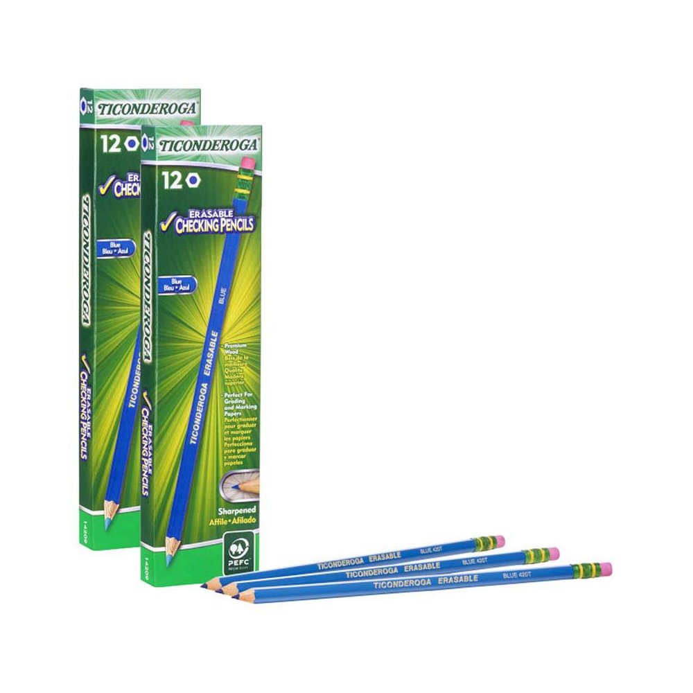 Erasable Colored Pencils, Blue, 12 Per Pack, 2 Packs. Picture 2