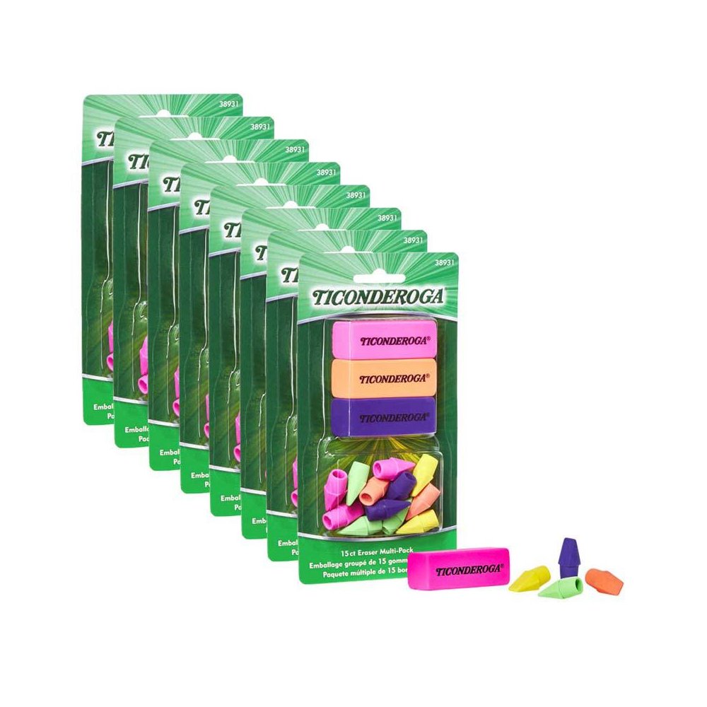 Eraser Combo Set, Neon, Beveled & Wedge Caps, 8 Sets. Picture 2