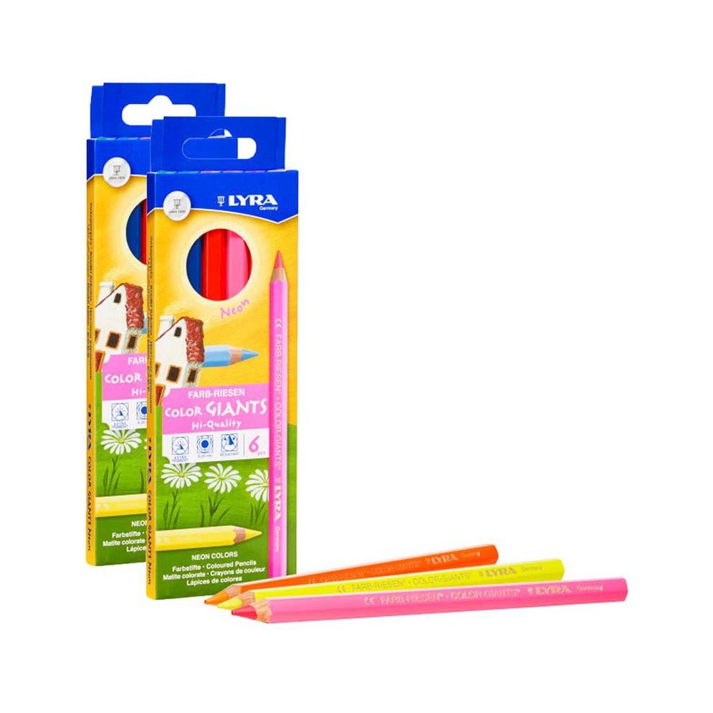 Color Giant Colored Pencils, Neon, 6.25mm, Lacquered, 6 Colors Per Box, 2 Boxes. Picture 2