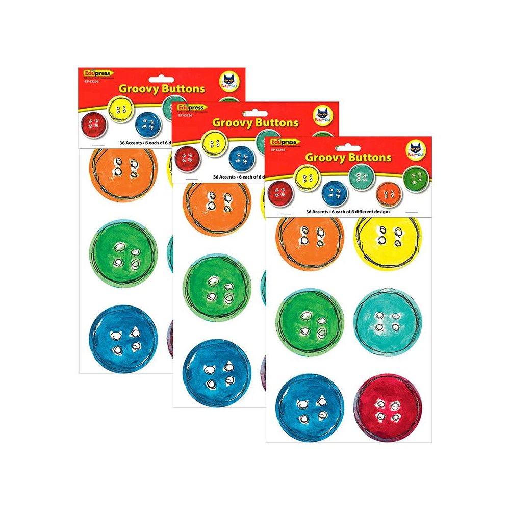 Pete the Cat Groovy Buttons Accents, 36 Per Pack, 3 Packs. Picture 2