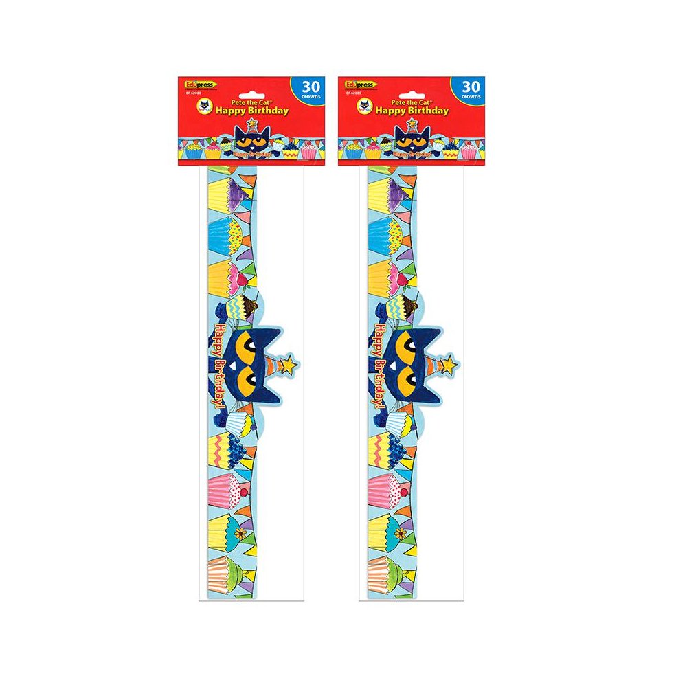 Pete the Cat Happy Birthday Crowns, 30 Per Pack, 2 Packs. Picture 2