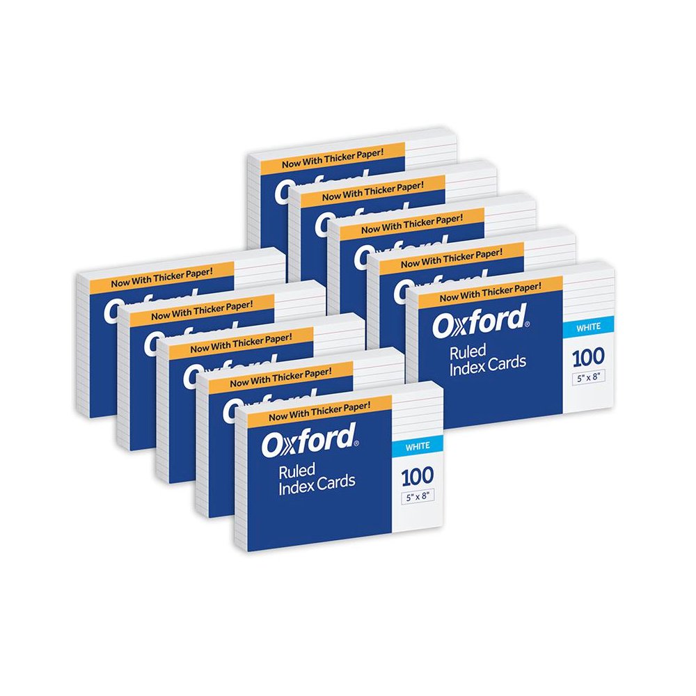 Ruled Index Cards, 5" x 8", White, 100 Per Pack, 10 Packs. Picture 2