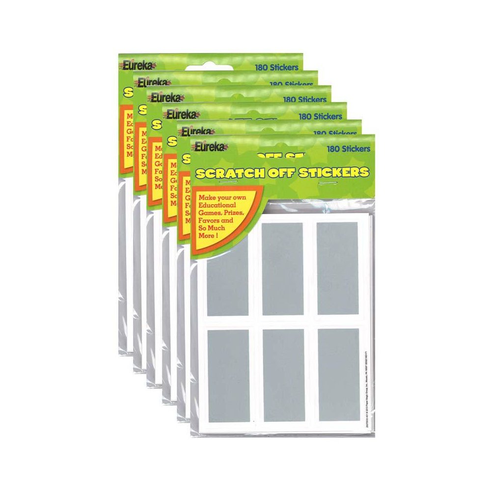 Rectangles Scratch Off Stickers, 180 Per Pack, 6 Packs. Picture 2