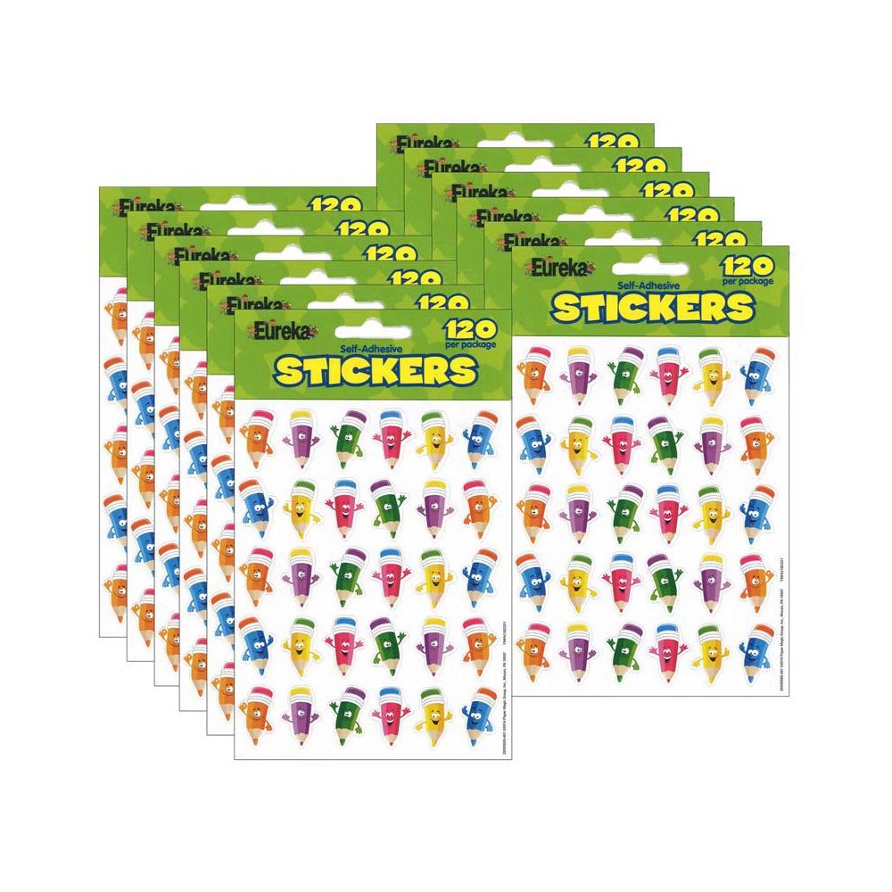 Pencil Smiley Faces Theme Stickers, 120 Per Pack, 12 Packs. Picture 2