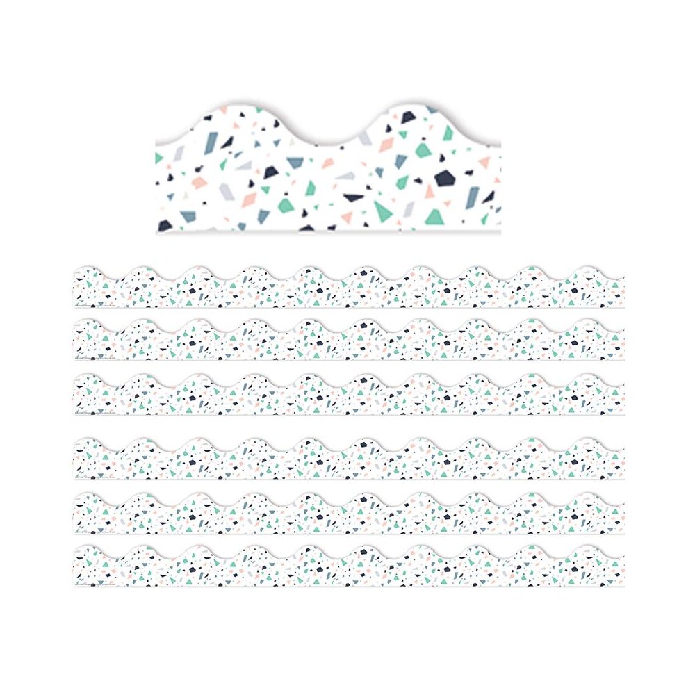 Simply Sassy White Terrazzo Deco Trim, 37 Feet Per Pack, 6 Packs. Picture 2