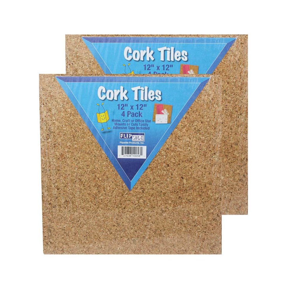 Natural Cork Tiles, 12" x 12", 4 Per Pack, 2 Packs. Picture 2