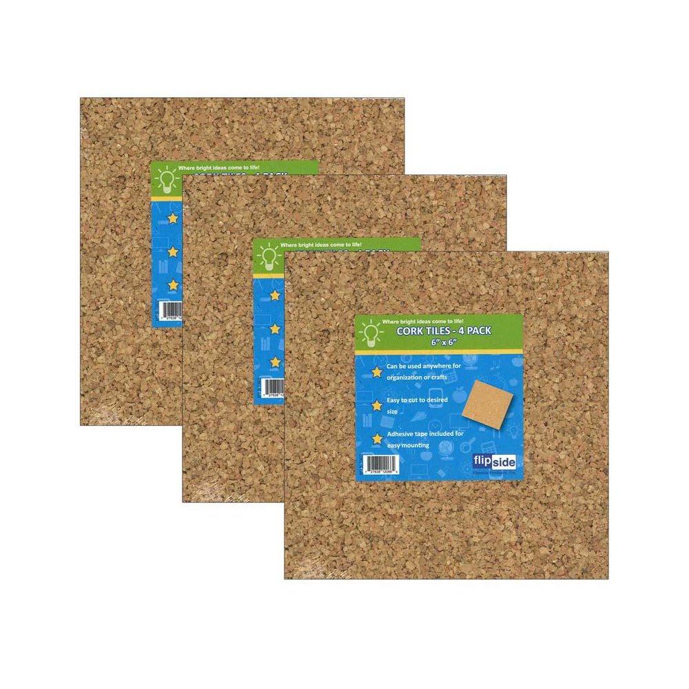 Natural Cork Tiles, 6" x 6", 4 Per Pack, 3 Packs. Picture 2