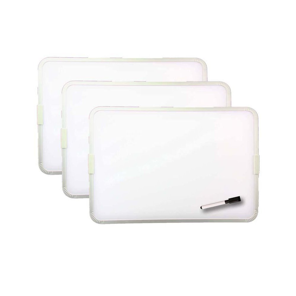 Two-Sided Aluminum Framed, Magnetic Dry Erase Board w/Pen, 9" x 12", Pack of 3. Picture 2
