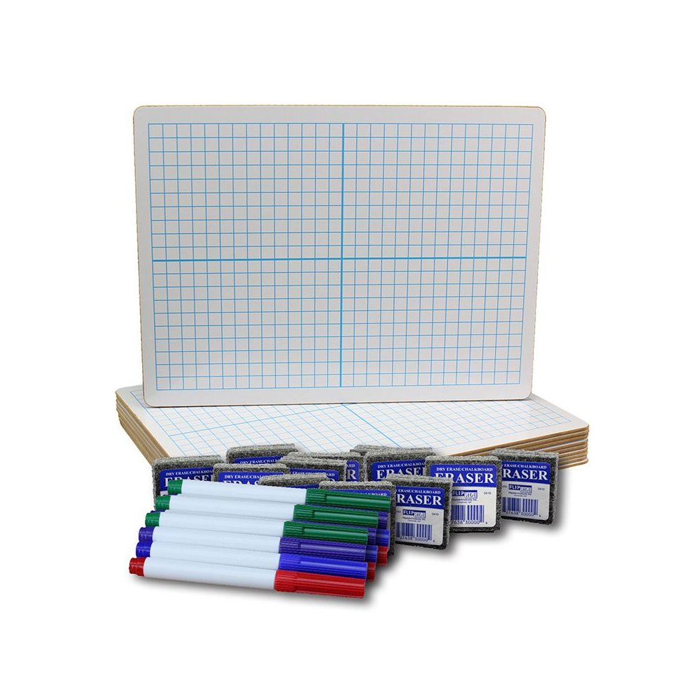 Two-Sided Dry Erase Boards, XY Axis/Plain, Class Pack of 12. Picture 2
