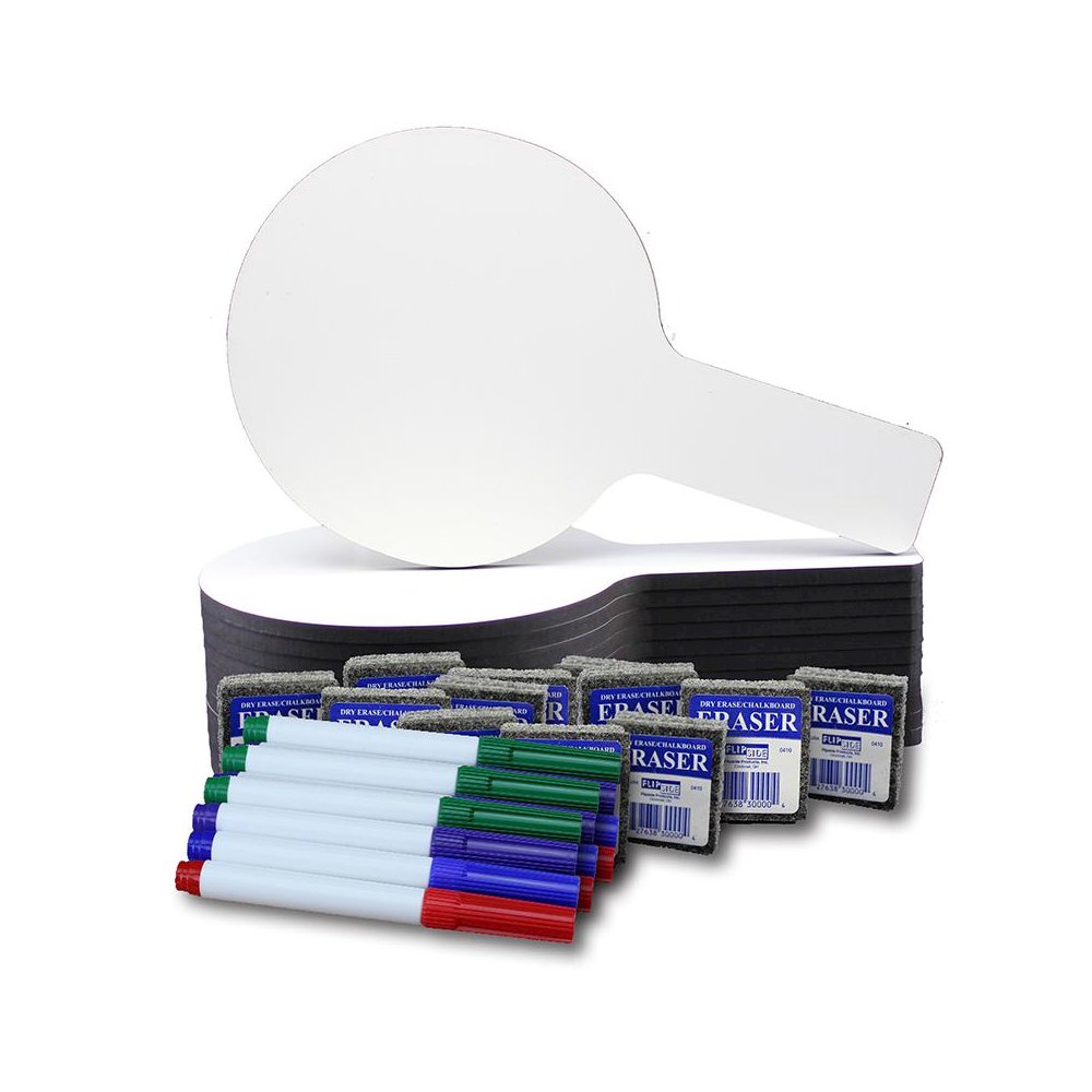 Mini Dry Erase Answer Paddles with Colored Pens and Erasers, Class Pack of 12. Picture 2
