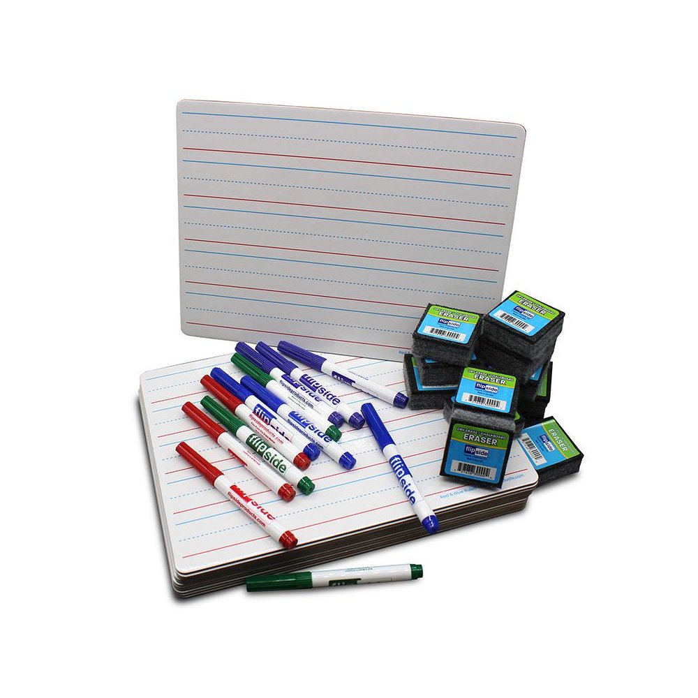 Two-Sided Dry Erase Boards, Red & Blue Ruled/Plain, Class Pack 12. Picture 2
