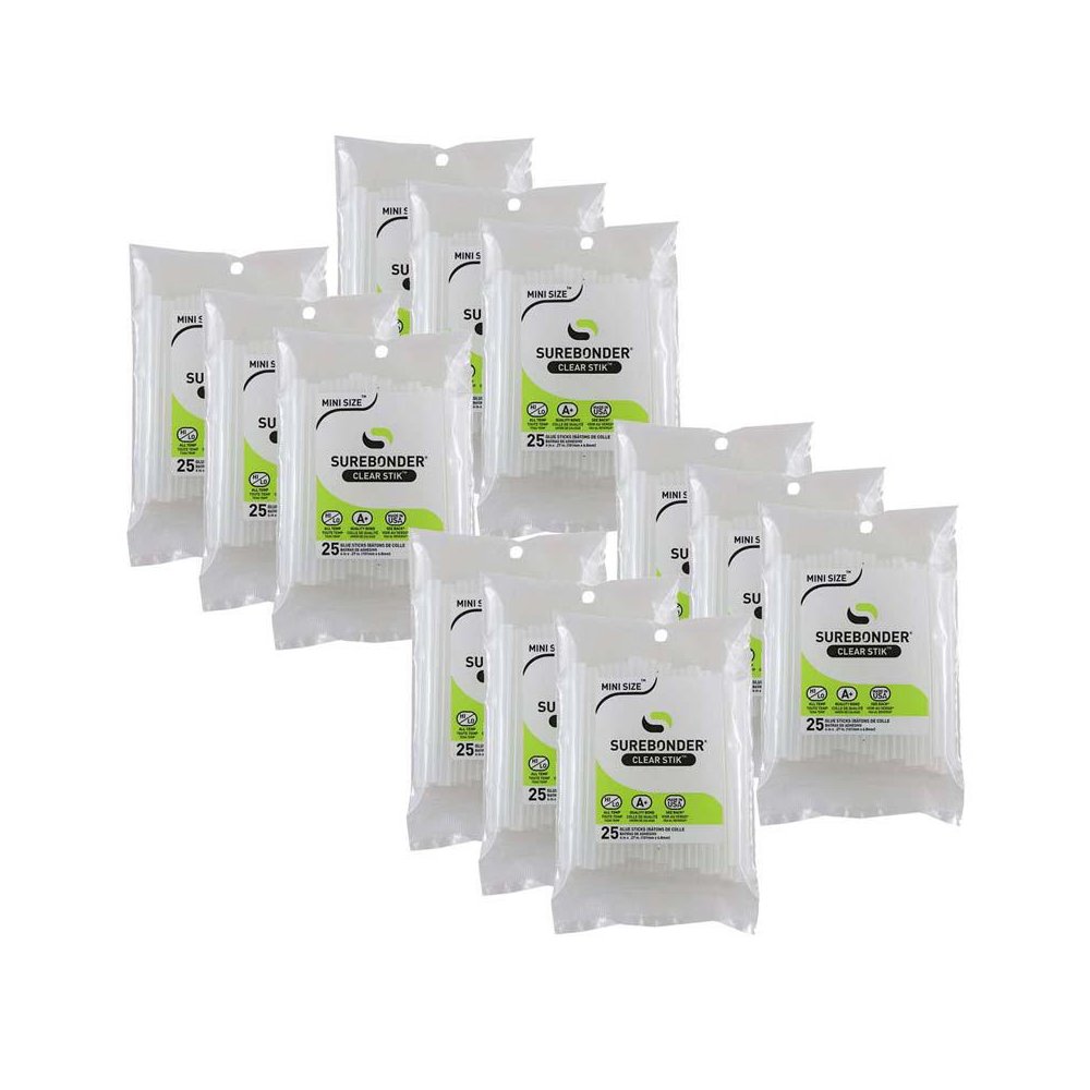 Mini Clear 4" Hot Glue Sticks, Dual Temp, 25 Per Pack, 12 Packs. Picture 2